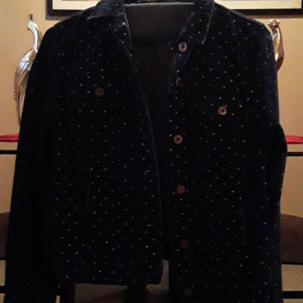 Liz Claiborne Polka Dot Blue Jean Jacket